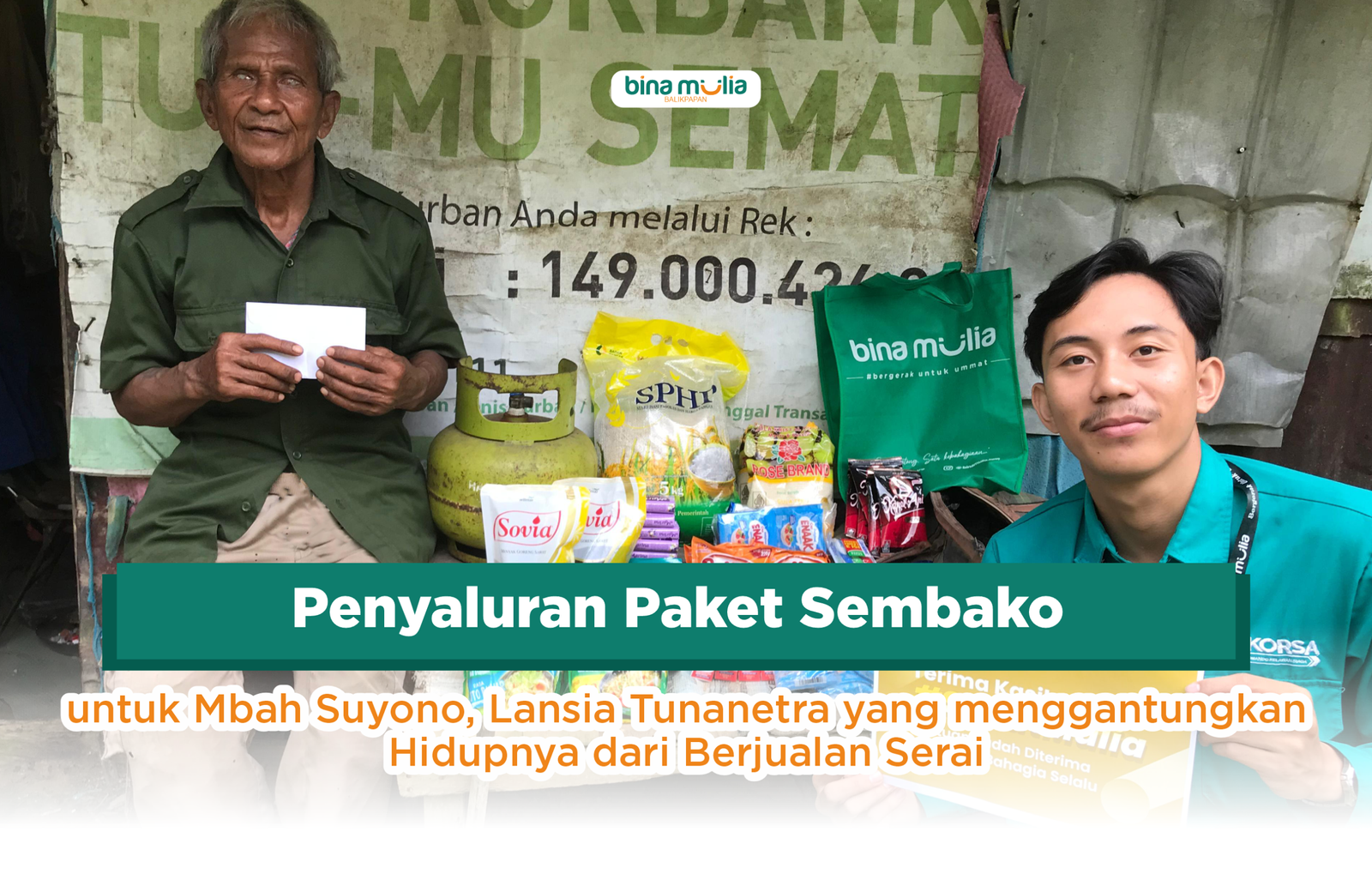 Penyaluran Bantuan Paket Sembako : Mbah Suyono, Tunanetra Penjual Serai